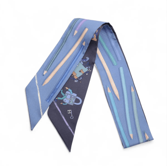 Hermes Twilly A Vos Crayons Silk Blue x Violet Size ONE SIZE - 1 Thumbnail