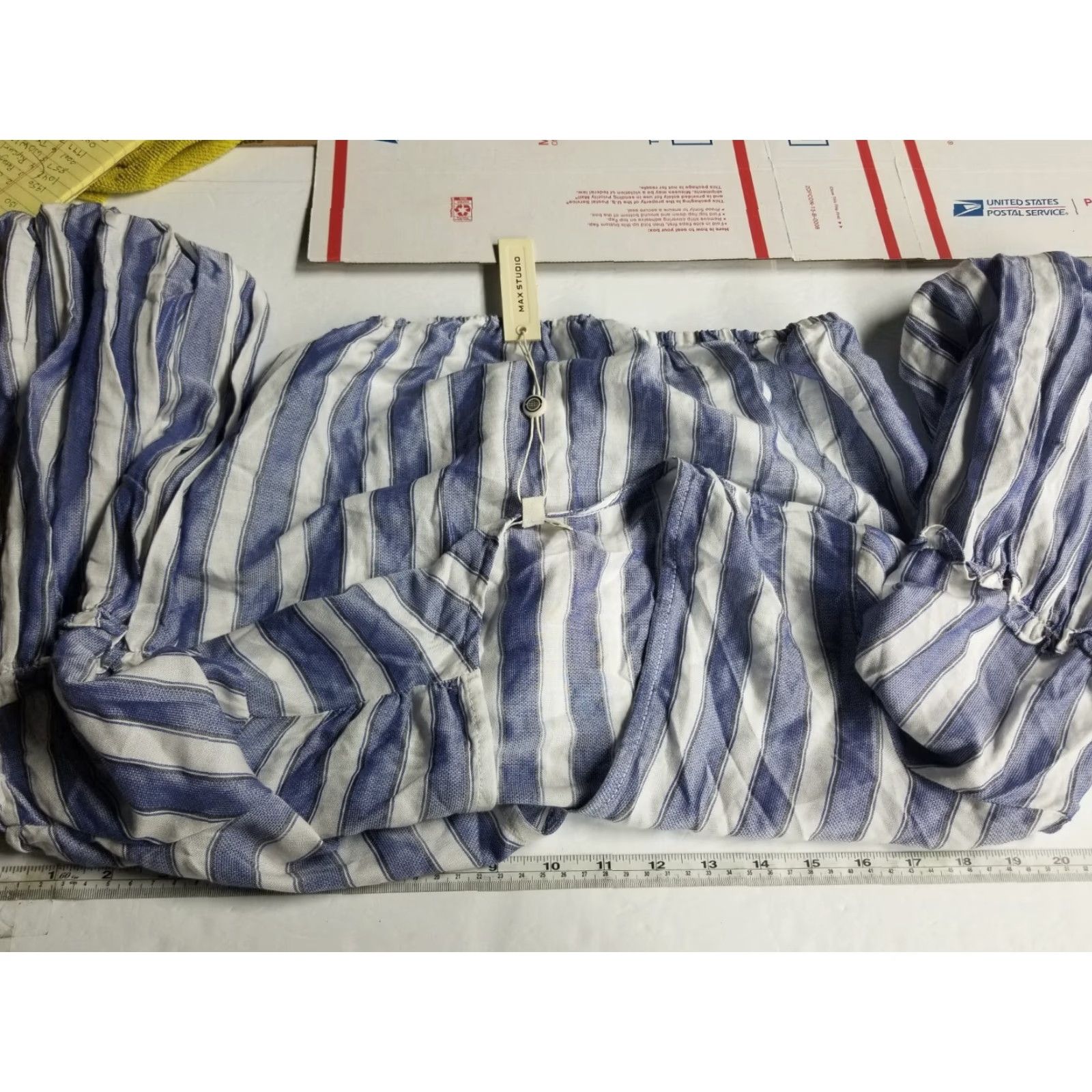 Vintage Max Studio Blouse Shirt XS Womens Top 3/4 Sleeve Blue Striped Raglan Round Neck NWT Size XS / US 0-2 / IT 36-38 - 3 Thumbnail