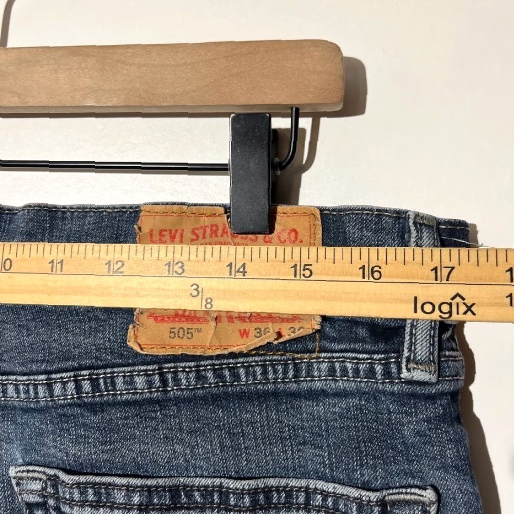 Levi's Levi's 505 Straight Leg Dark Washed Blue Denim Jeans Men 36X30, Blue, Regular, Men, Denim Jeans Size US 36 / EU 52 - 5 Thumbnail