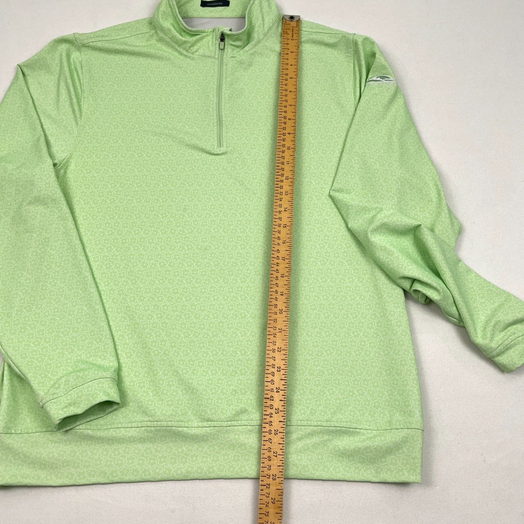 Vintage Turtleson Pullover Mens L Green White Floral Active Stretch Turf Valley Golf Jacket Size US L / EU 52-54 / 3 - 4 Thumbnail