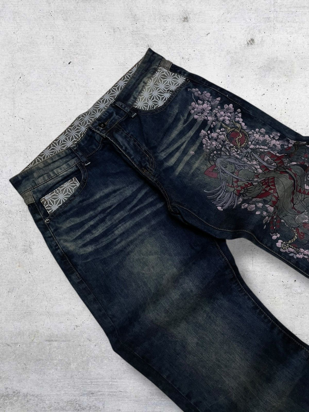 Beauty Beast VINTAGE GOD TRADITION JAPAN PRINCESS YAKUZA STEAMPUNK DENIM Size US 32 / EU 48 - 7 Thumbnail