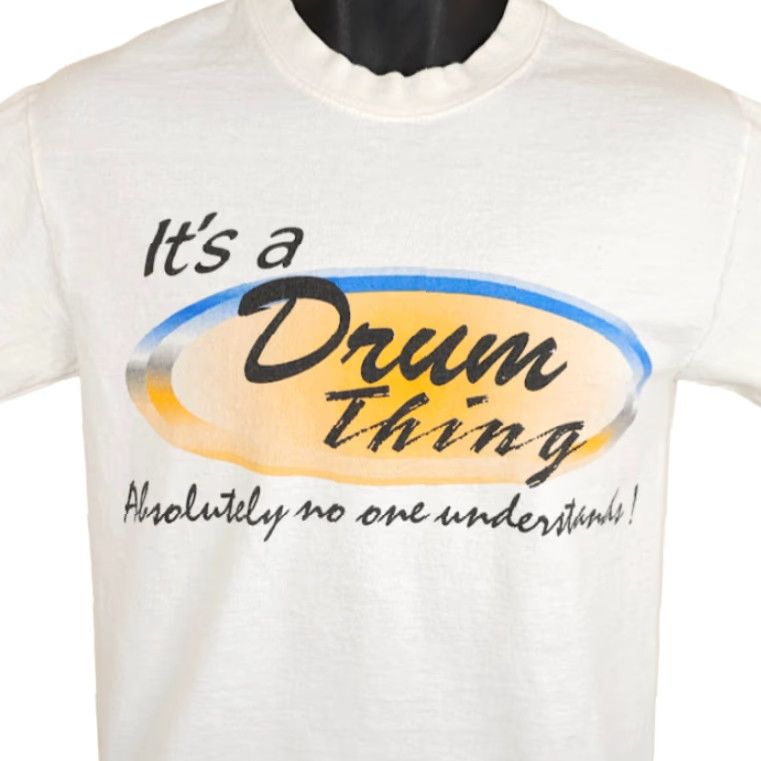 Hanes VINTAGE Hanes T-Shirt Mens Size S White Its A Drum Thing Drumline Drumming Caters? Size US S / EU 44-46 / 1 - 2 Thumbnail
