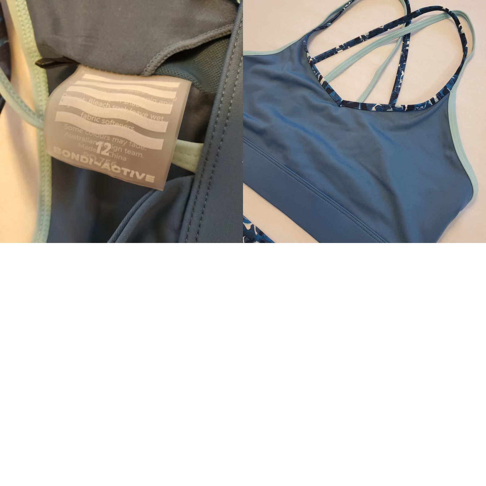Vintage Bondi Active Swimsuit 10/12 Blue Hi Waist Bottom Sz 10 Top Sz 12 2 Piece Womens Size L / US 10 / IT 46 - 8 Thumbnail