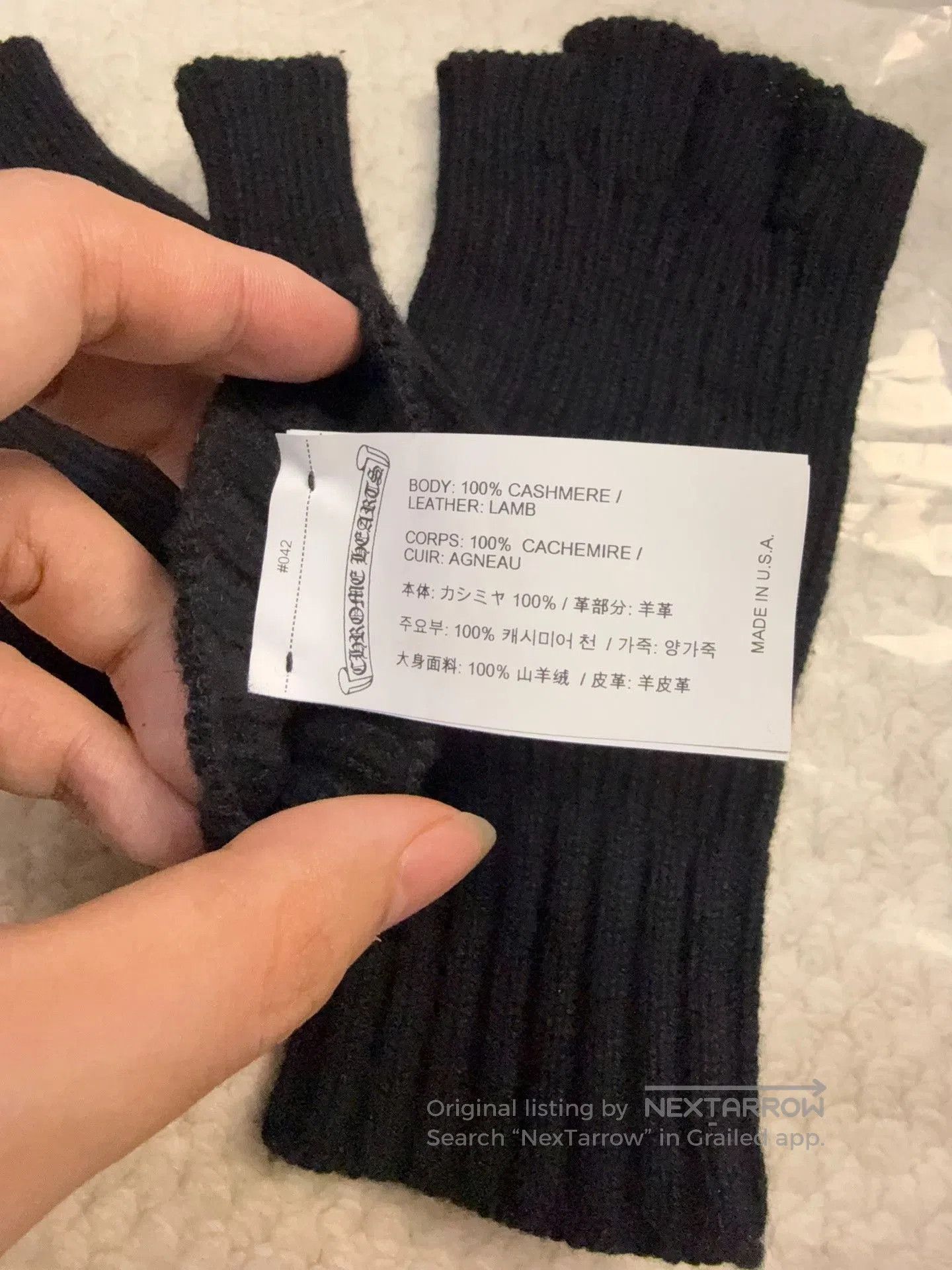 Chrome Hearts Chrome Hearts Black Cashmere Fingerless Gloves. Size ONE SIZE - 4 Thumbnail