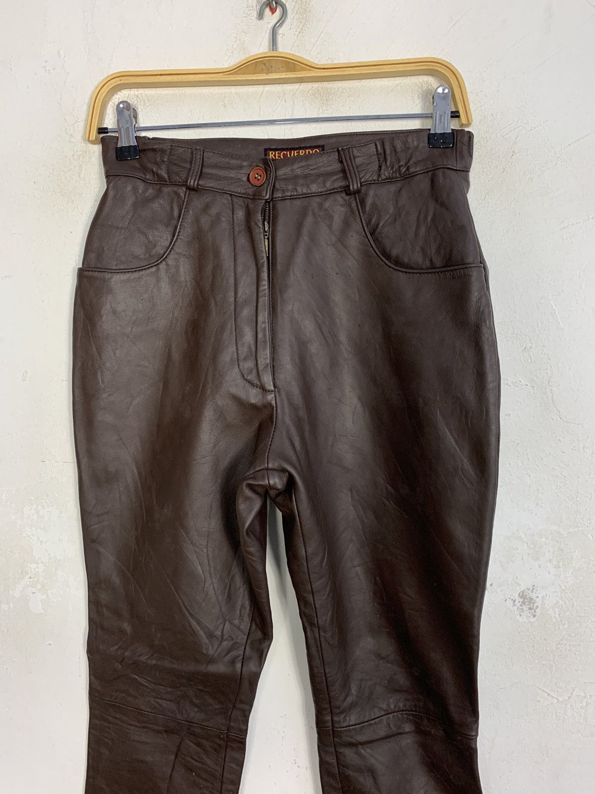 Leather Recverdo World Leather Pant Double Knee Stretchable Waist Size 26" / US 2 / IT 38 - 3 Thumbnail