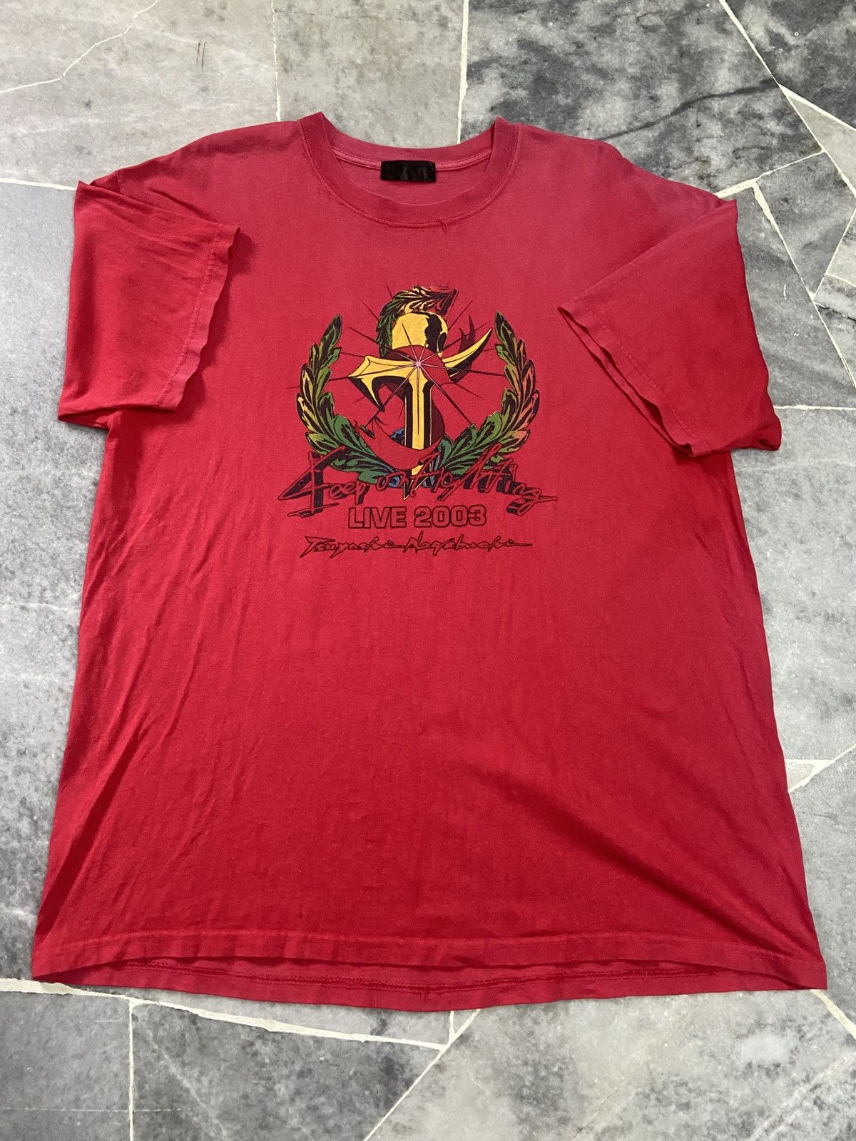 Band Tees Vintage 00s Tsuyoshi Nagabuchi Rock keep On Fighting Tee Size US XL / EU 56 / 4 - 1 Thumbnail
