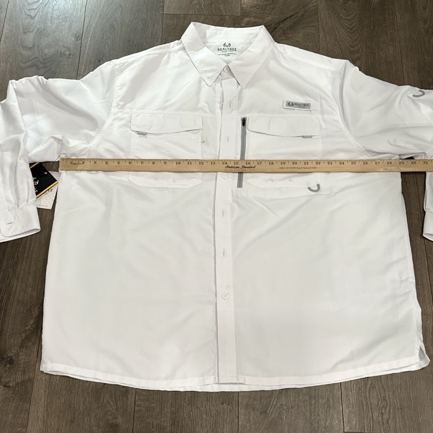 Realtree Realtree Fishing Guide Shirt Mens XL White Button-Down Long Sleeve Polyester Sports Casual Size US XL / EU 56 / 4 - 5 Thumbnail