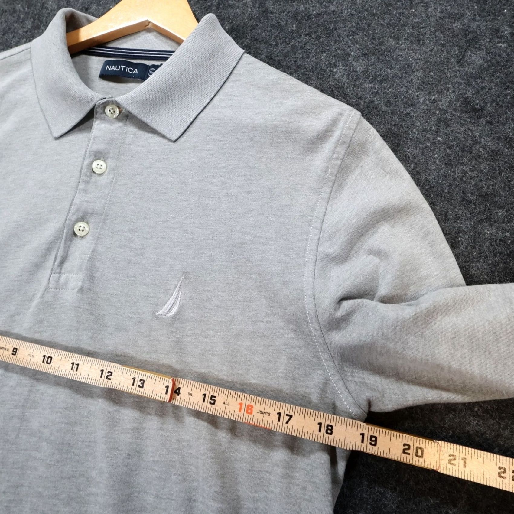 Nautica Nautica Polo Shirt Mens Medium Gray Long Sleeve Solid Jersey Knit Size US M / EU 48-50 / 2 - 3 Thumbnail