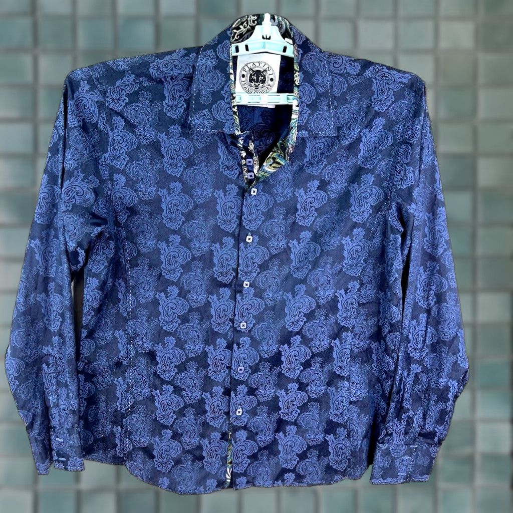 Cougar Platini Shirt Button-Up Mens XL Blue Long Sleeve Geometric Pattern Casual Business Size US XL / EU 56 / 4 - 1 Thumbnail