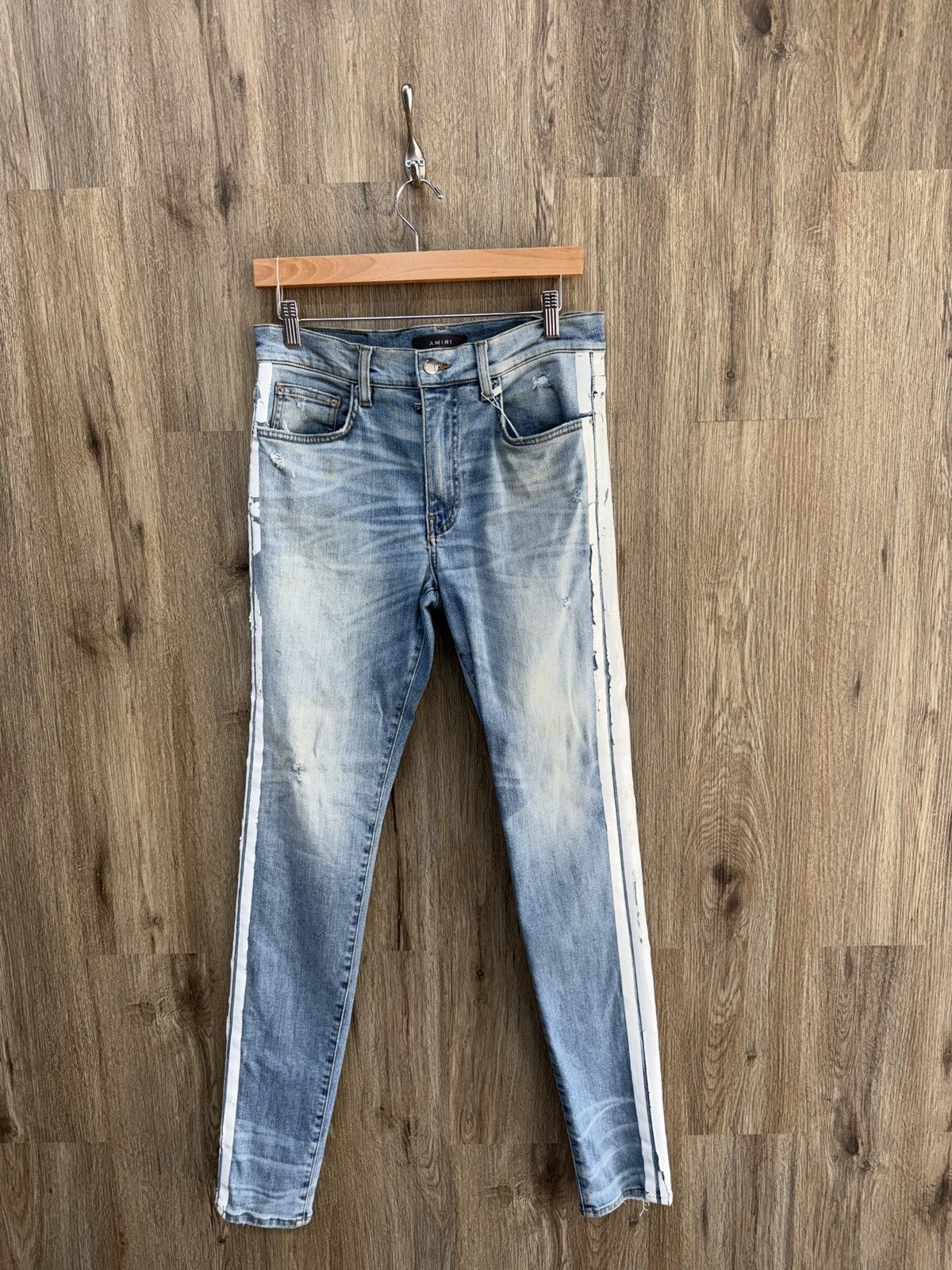 Amiri Amiri White Stripe Jeans Size US 33 - 1 Thumbnail