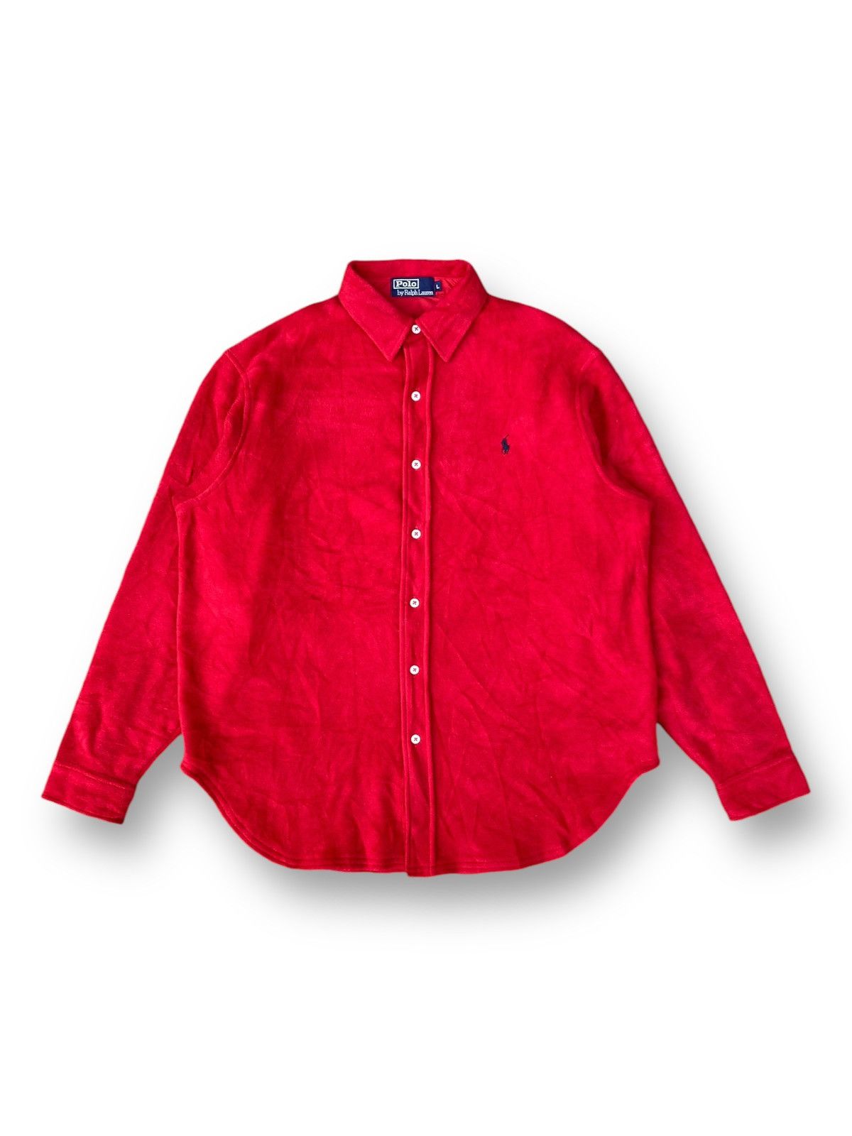 Polo Ralph Lauren × Vintage Vintage Polo Ralph Lauren Red Fleece Shirt Made in USA. #D4 Size US L / EU 52-54 / 3 - 1 Thumbnail