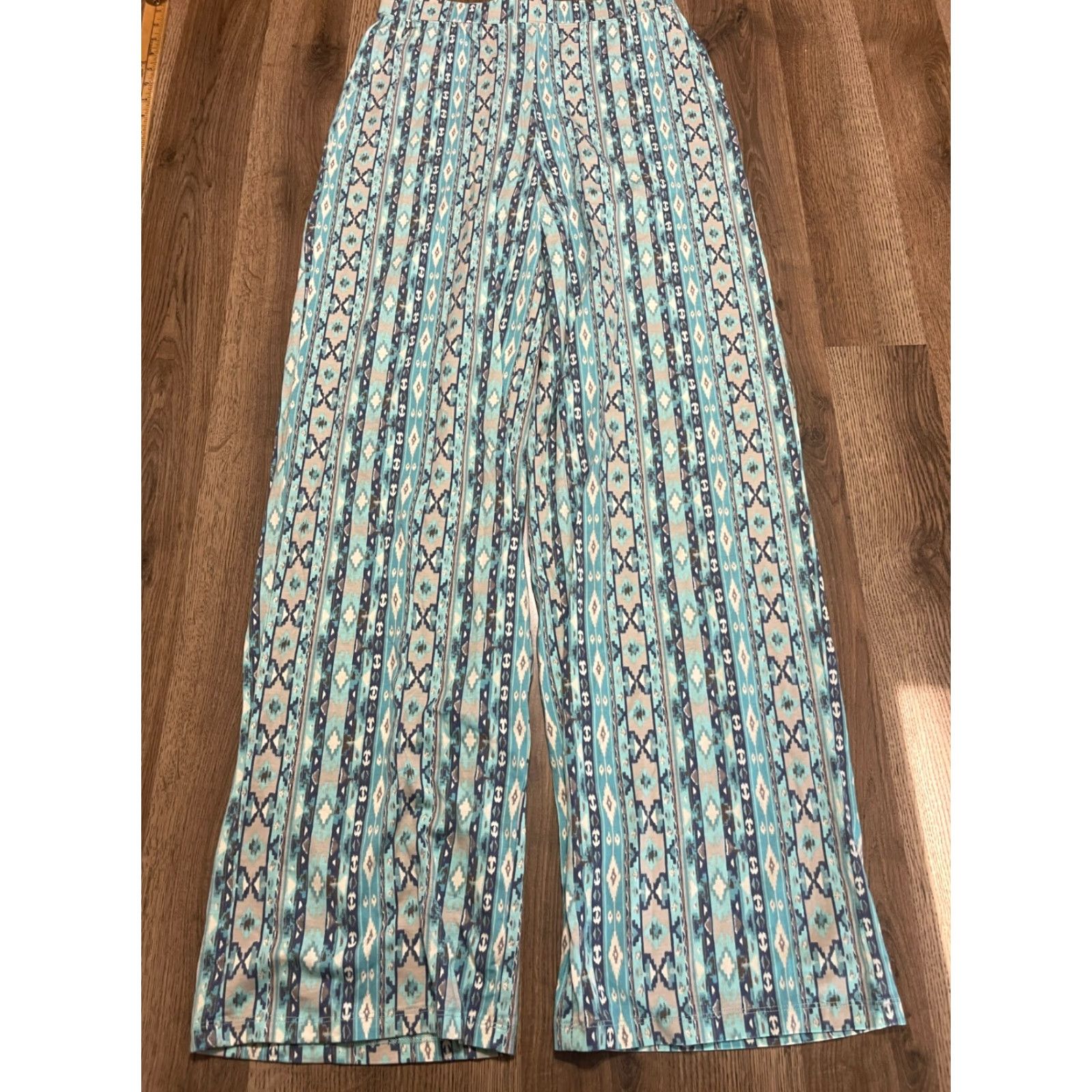 Vintage D&Co. Pants Women's XS Tall Blue Ankle Aztec Western Size 26" / US 2 / IT 38 - 2 Thumbnail