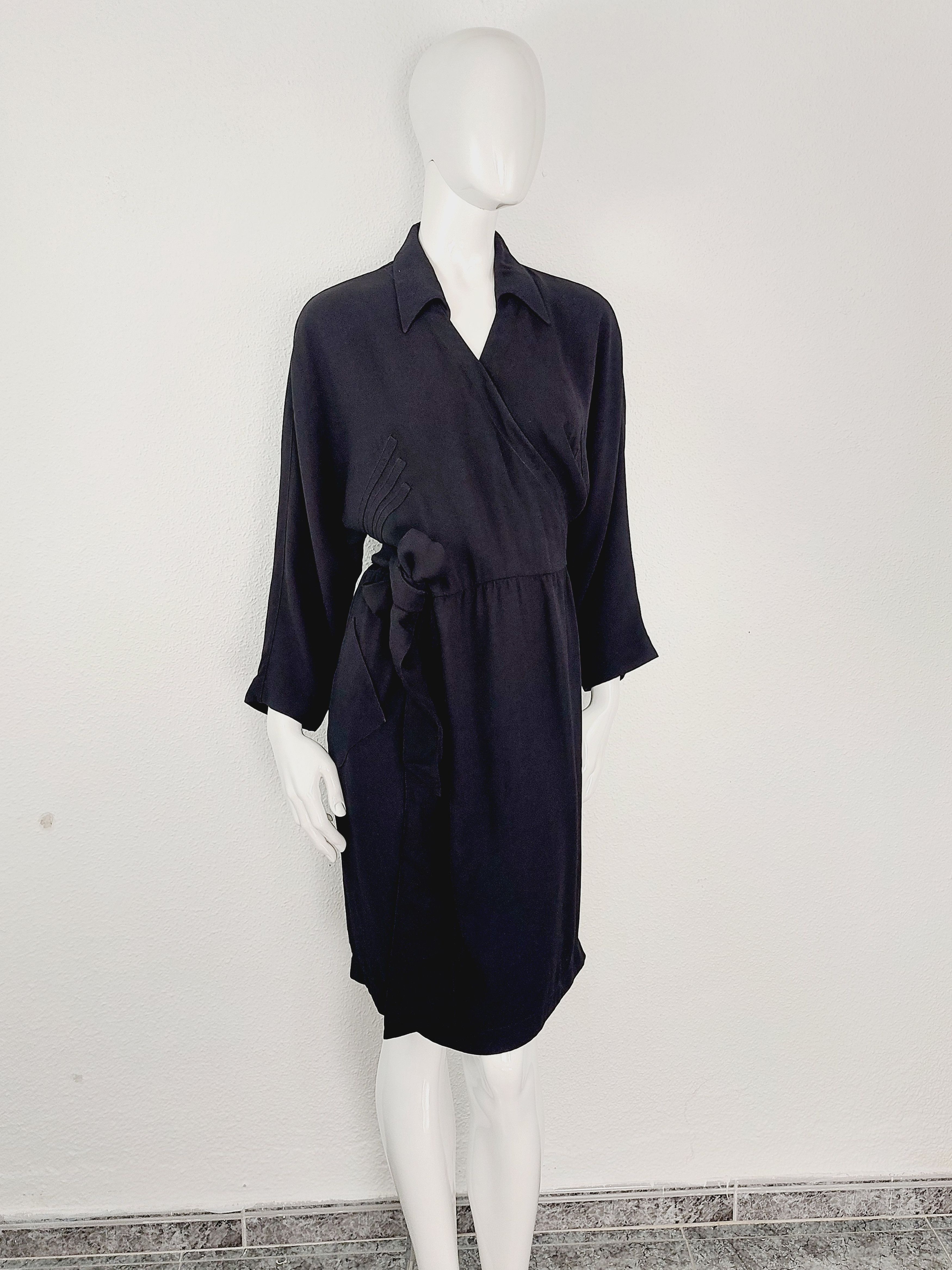 Thierry Mugler Thierry Mugler Couture Wrap Wrapped Baggy Black Midi Dress Size XL / US 12-14 / IT 48-50 - 5 Thumbnail