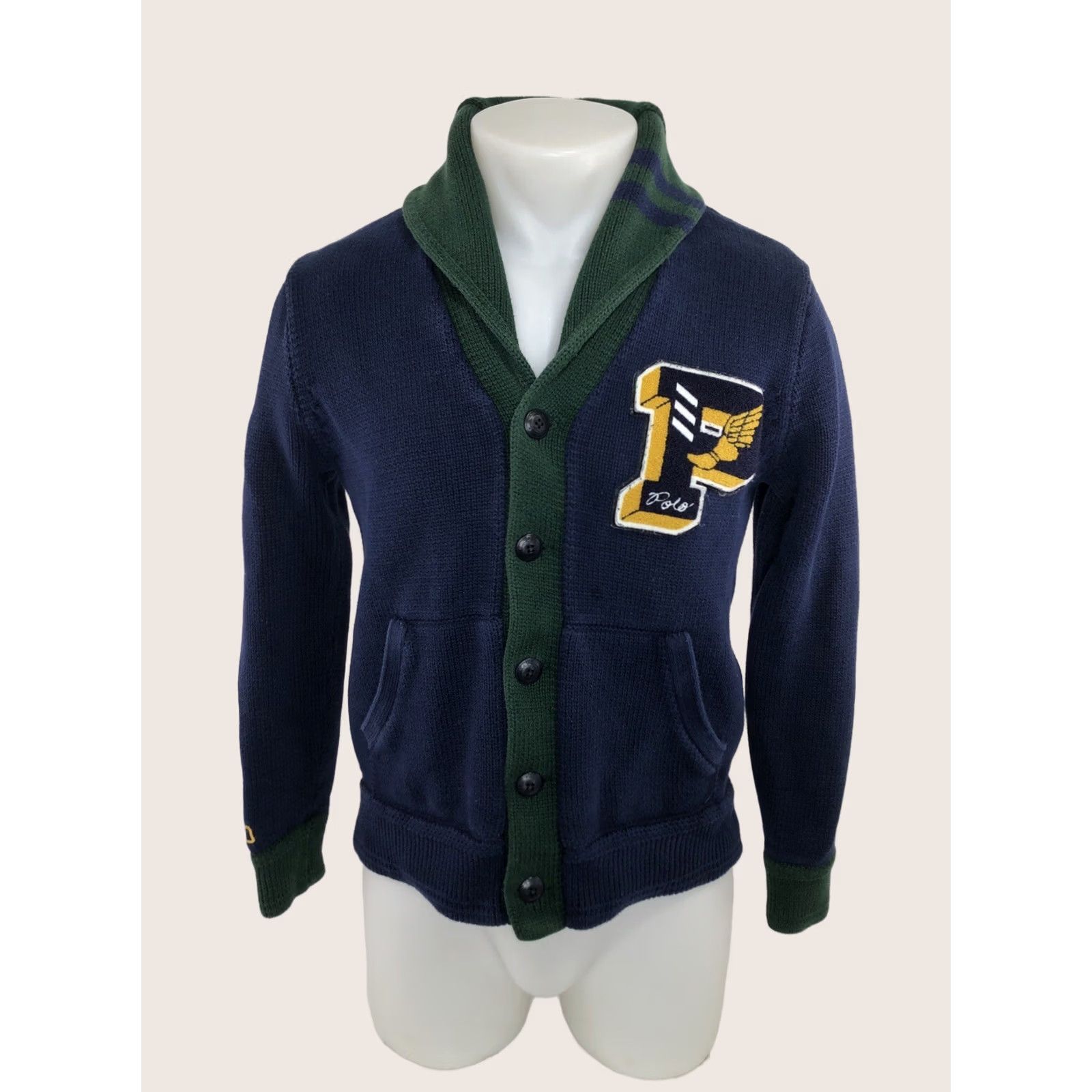Ralph Lauren POLO RALPH LAUREN - LETTERMAN VARSITY Embroidered Mens S Cardigan Sweater Size US S / EU 44-46 / 1 - 1 Thumbnail