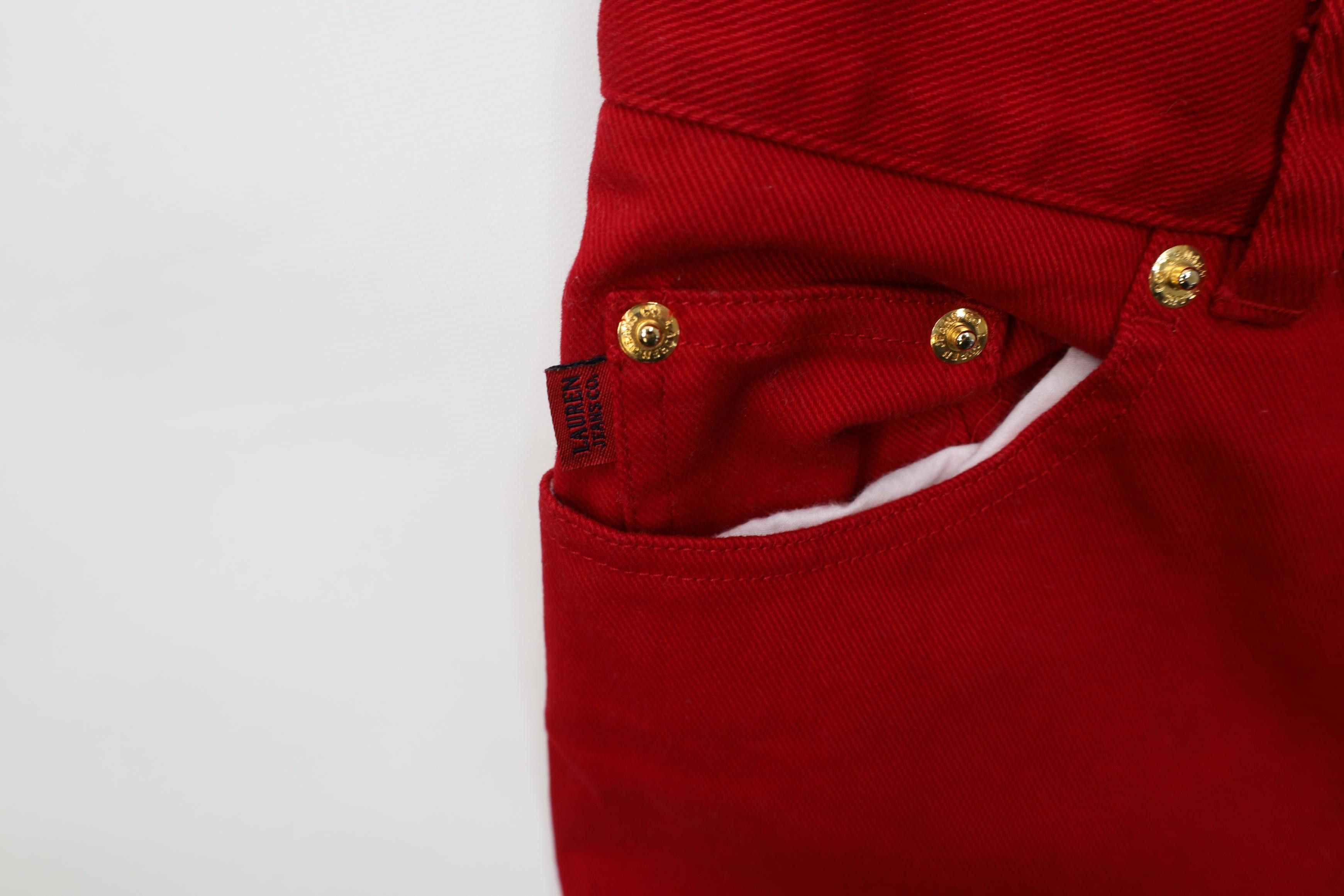Polo Ralph Lauren Vintage 90s Ralph Lauren Straight Leg Denim Jeans Red Size 28" / US 6 / IT 42 - 7 Thumbnail