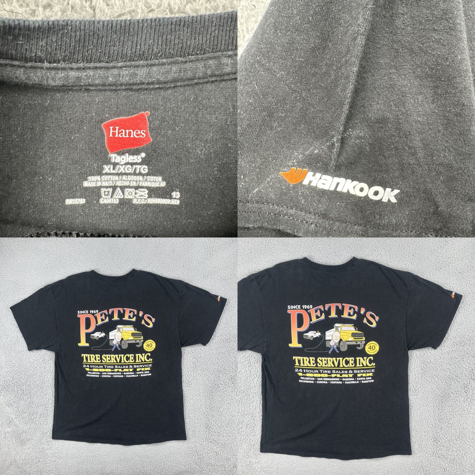 Hanes VINTAGE Hanes Beefy-T XL Black T Shirt Men California Pete’s Tire Service Coachella Escondido Size US XL / EU 56 / 4 - 8 Thumbnail