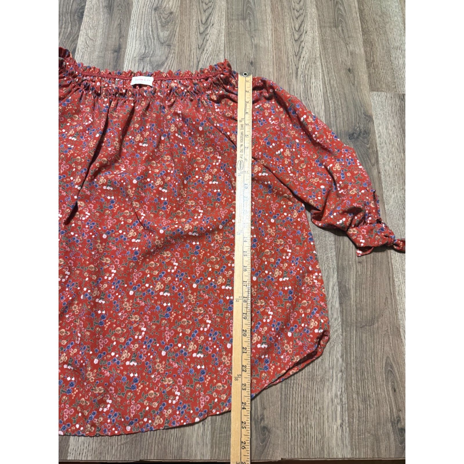 Vintage Hailey & Co. Blouse Women L Orange Floral 3/4 Sleeve Pullover Casual Regular Modern Lightweight Polyester Rayon Size L / US 10 / IT 46 - 7 Thumbnail