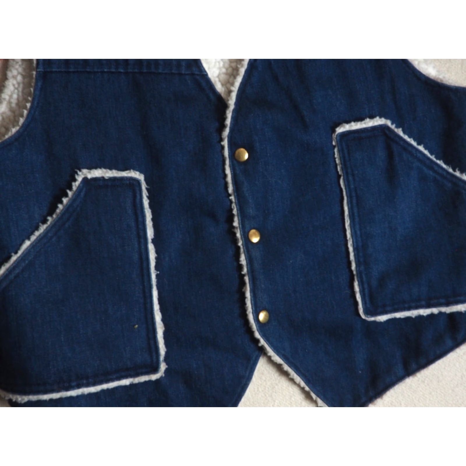 Denime VTG 70s Dark Wash Blue Denim Sherpa Yellowstone Western Snap Vest Mens XL Size US XL / EU 56 / 4 - 4 Thumbnail