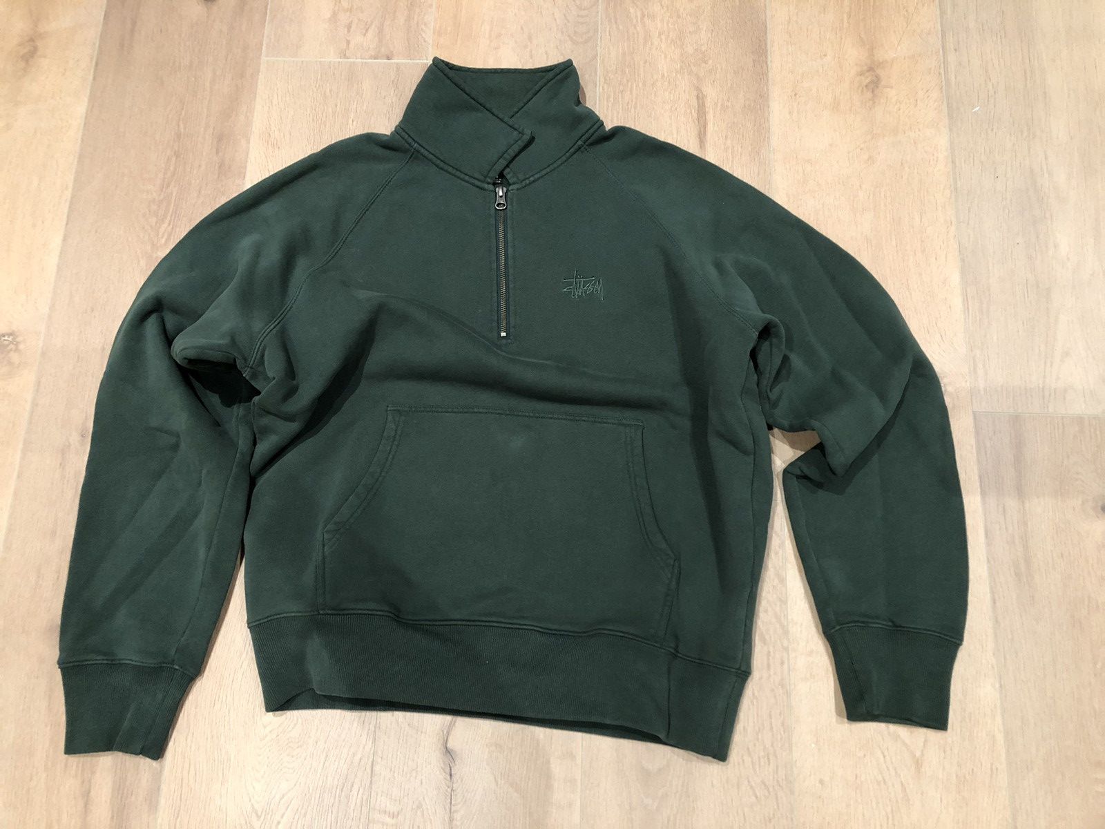 image of Stussy Polo Zip Sweater in Green, Men's (Size Medium)