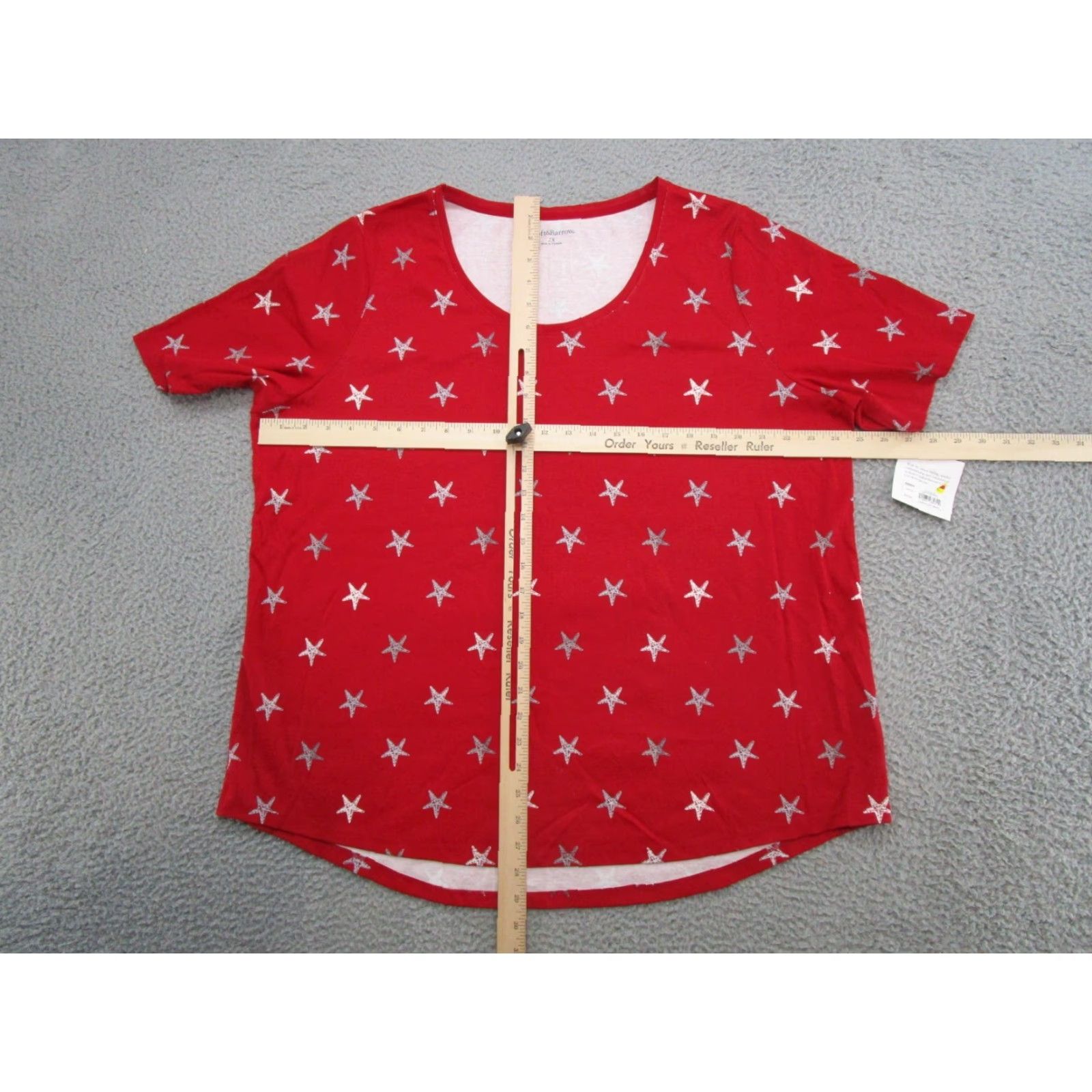 Croft & Barrow Croft & Barrow Women's Starfish Beach Short Sleeve Shirt 2X Plus Size Red Beach Theme T-Shirt Womens Size XXL / US 16-18 / IT 52-54 - 6 Thumbnail