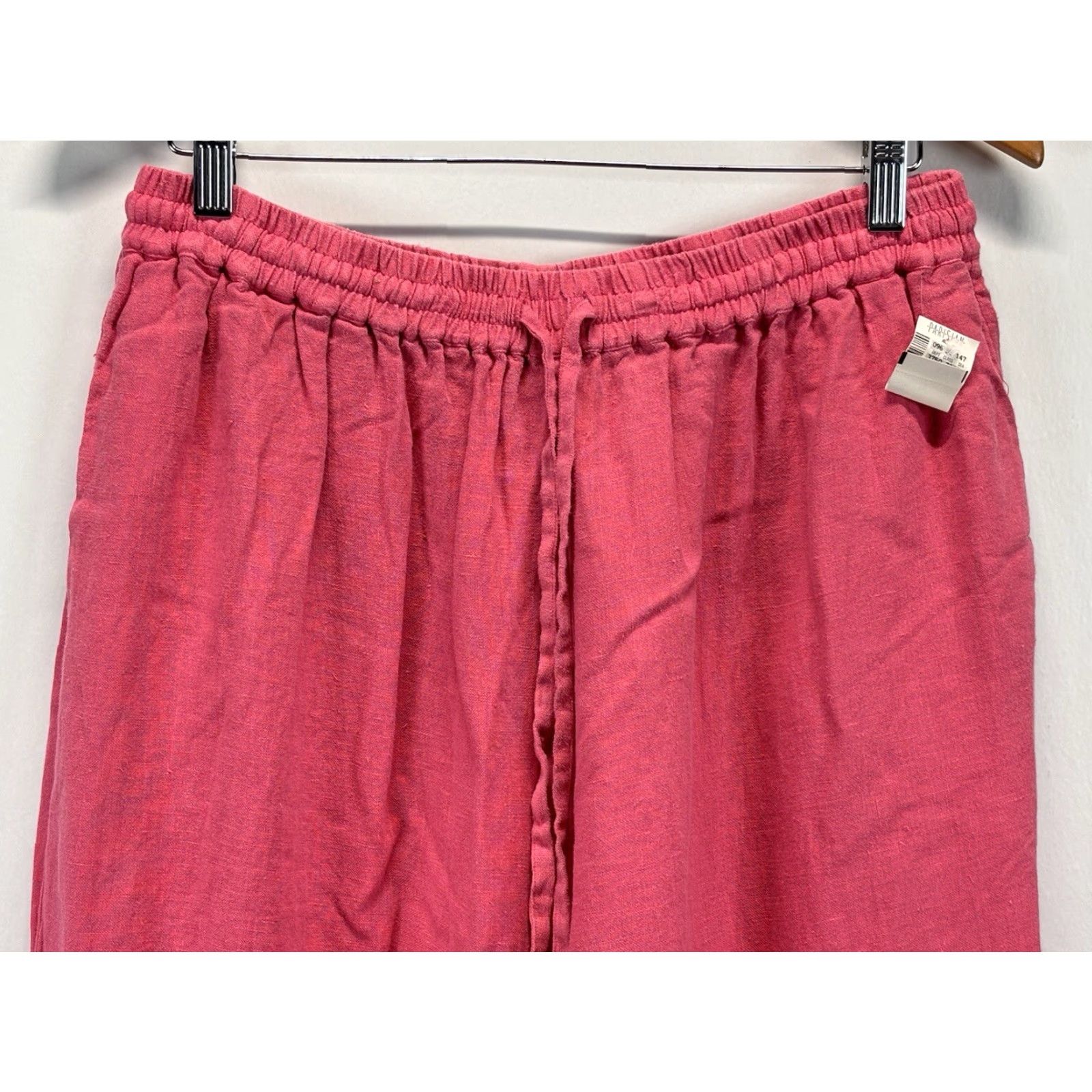 Vintage Kiko Woman Linen Pants 1X Pink Pull On Drawstring Beach Comfort Size 40" / US 18 - 2 Thumbnail
