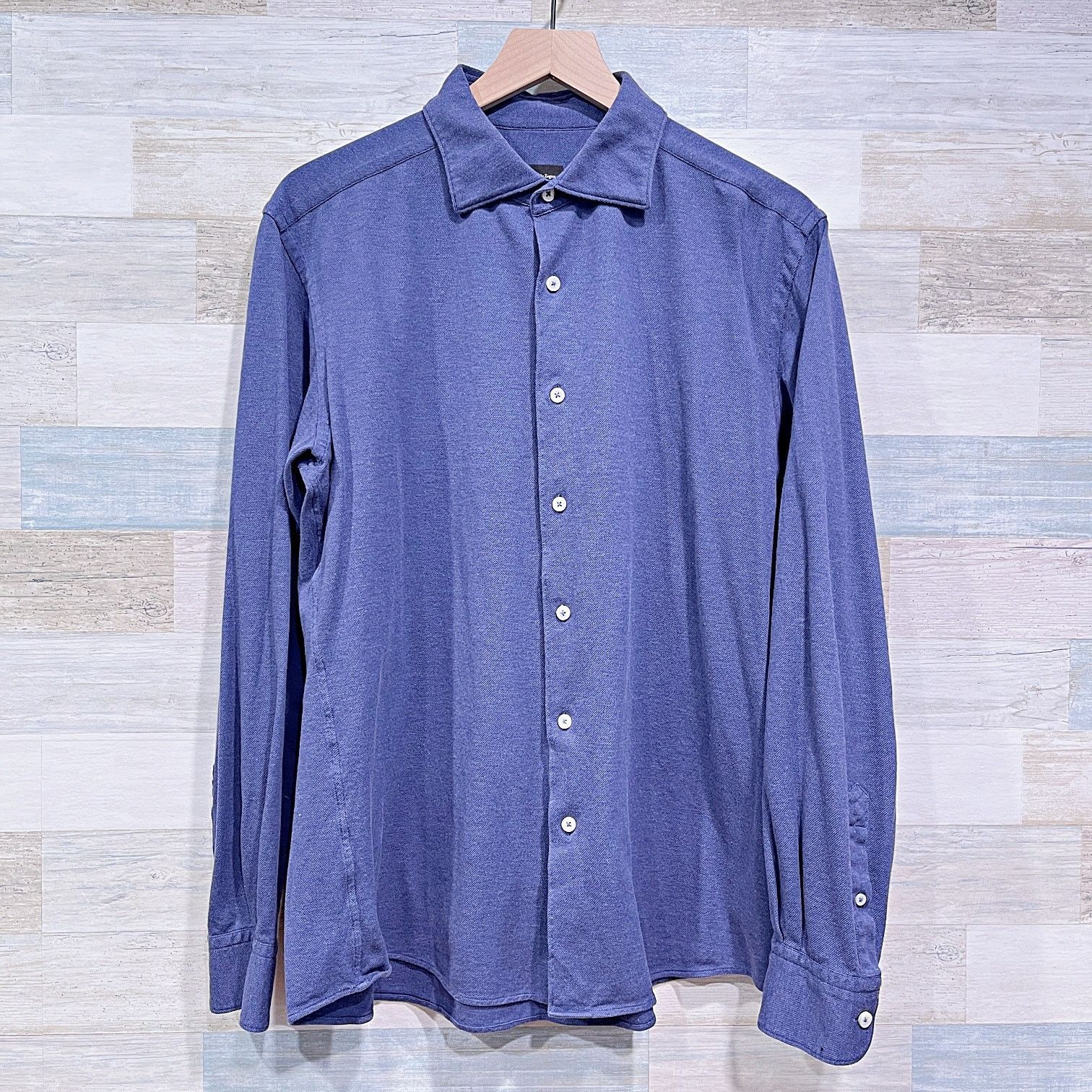 Ermenegildo Zegna Ermenegildo Zegna Cotton Pique Sport Shirt Blue Mens Large Size US L / EU 52-54 / 3 - 1 Thumbnail