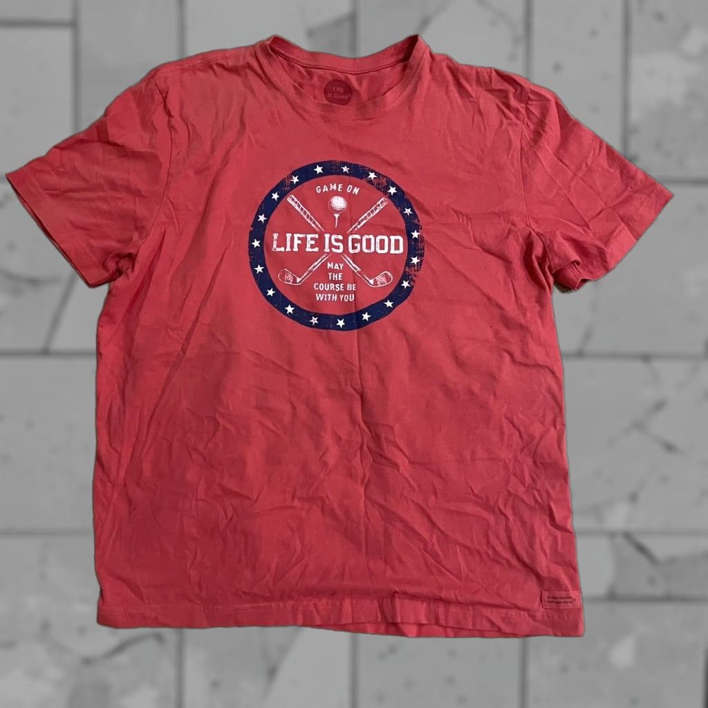 Life is Good Life is Good T-Shirt Men's XL Red "May the Course Be With You" Casual Shirt Size US XL / EU 56 / 4 - 1 Thumbnail