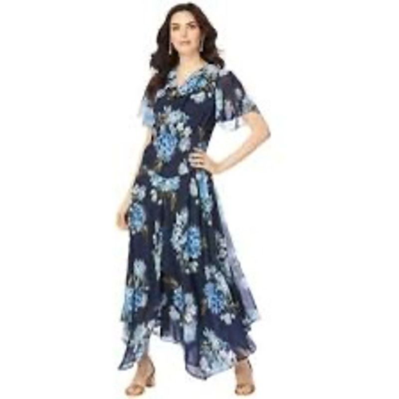Other NWT Roaman's Black Blue Floral Maxi Dress Formal Gown Sz 22 Size 3XL / US 20-22 - 1 Thumbnail