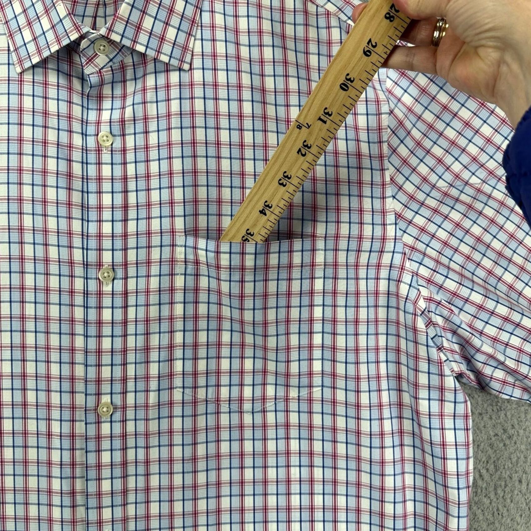 Banana Republic Banana Republic Button-Up Shirt Plaid Classic Fit Mens XL Red Blue Pocket Size US XL / EU 56 / 4 - 6 Thumbnail