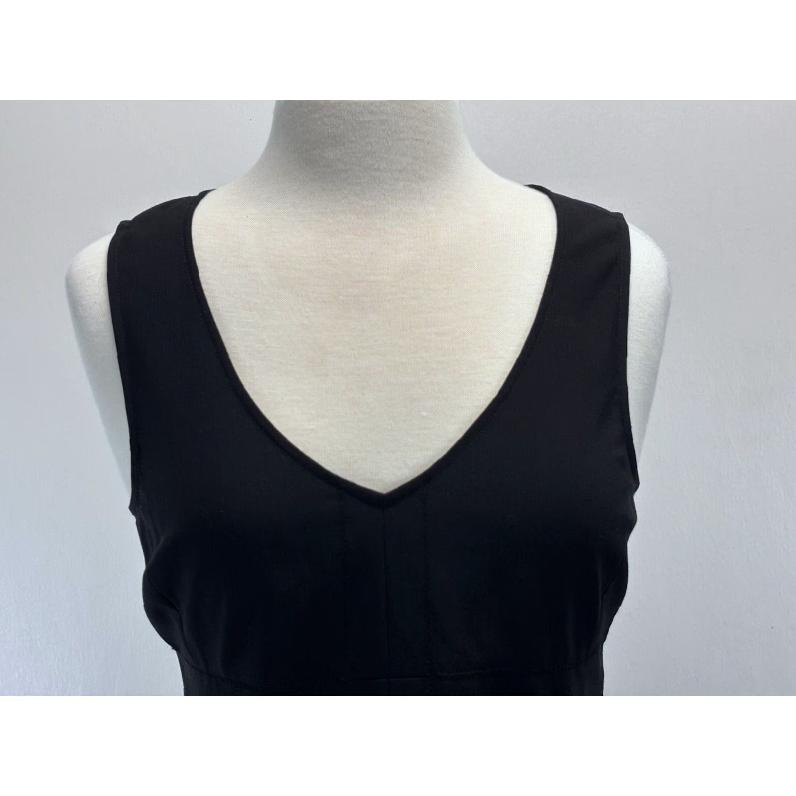 Theory Theory Women's Black Wool Blend Midi Sheath Dress, Size 12, Sleeveless Classic V-Neck, Business Party Wear Size XL / US 12-14 / IT 48-50 - 5 Thumbnail
