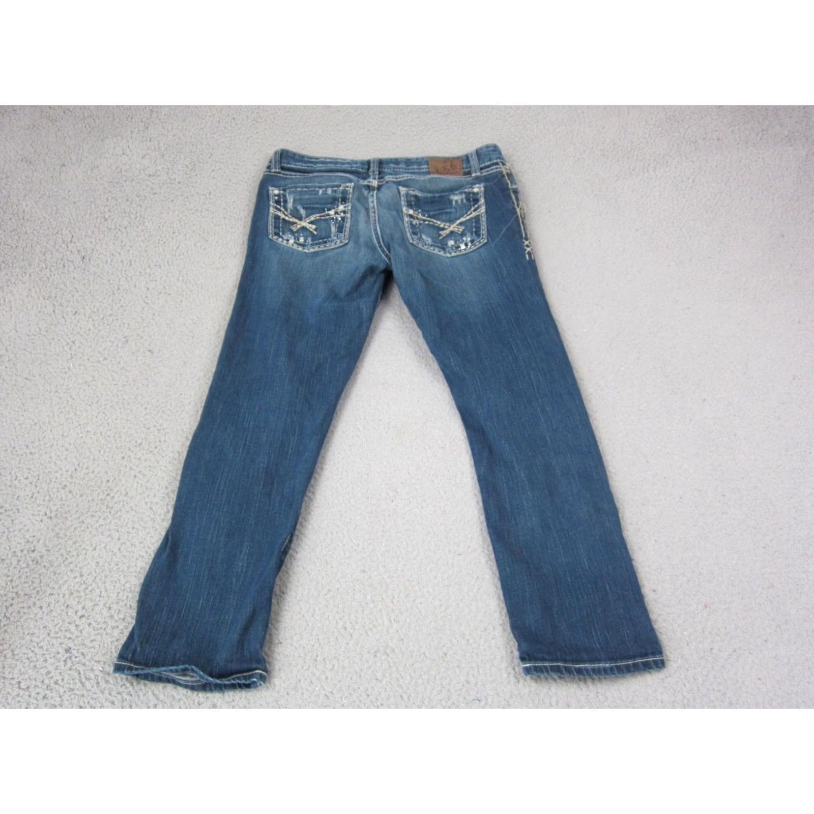 Vintage Buckle BKE Jeans Womens 30 x 25 Blue Madison Skinny Stretch Denim Distressed 90s Size 30" / US 8 / IT 44 - 5 Thumbnail