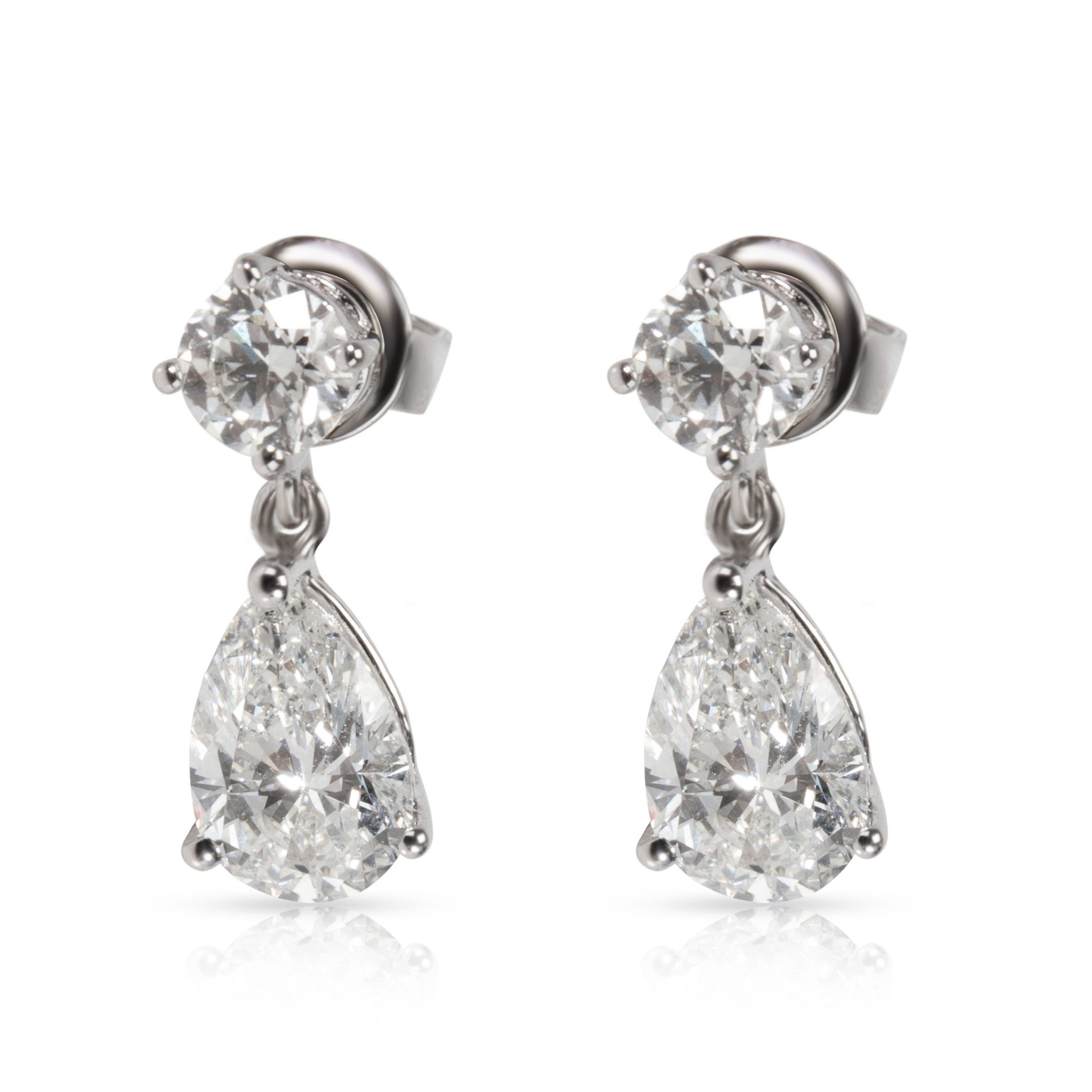 image of Teardrop Pear Shape Diamond Drop Earrings In 18K White Gold G If-Vs2 2.00 Ctw, Women's
