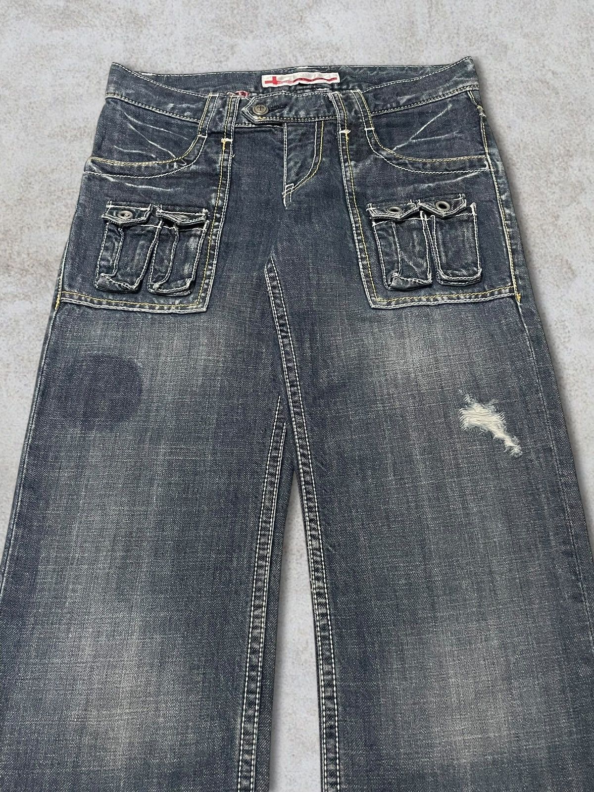 If Six Was Nine Vintage Genoese Tactical Embroidery Cross Logo Ripped Jeans Size 30" / US 8 / IT 44 - 6 Thumbnail