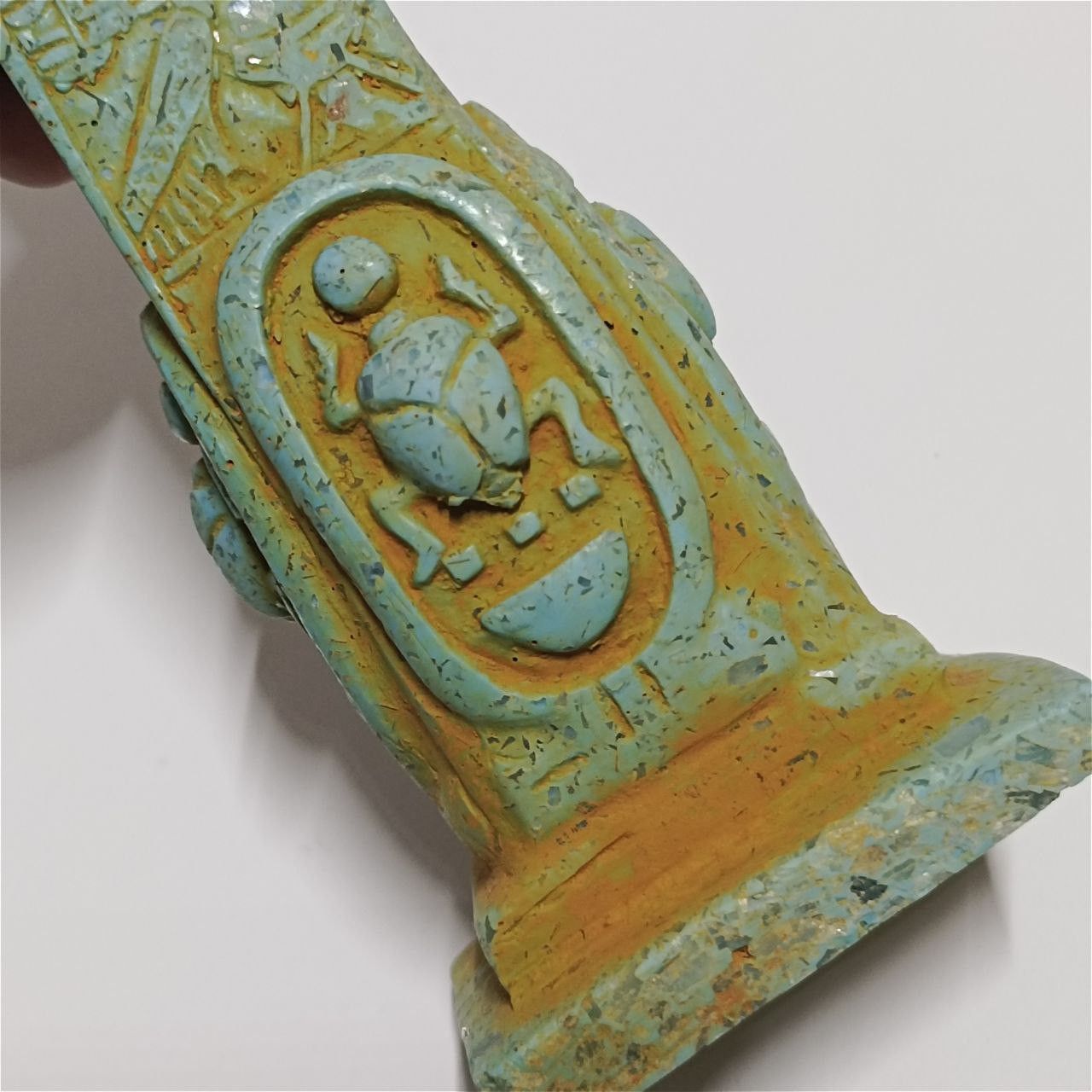 Replica Egypt obelisk with carved hieroglyphs made from rare