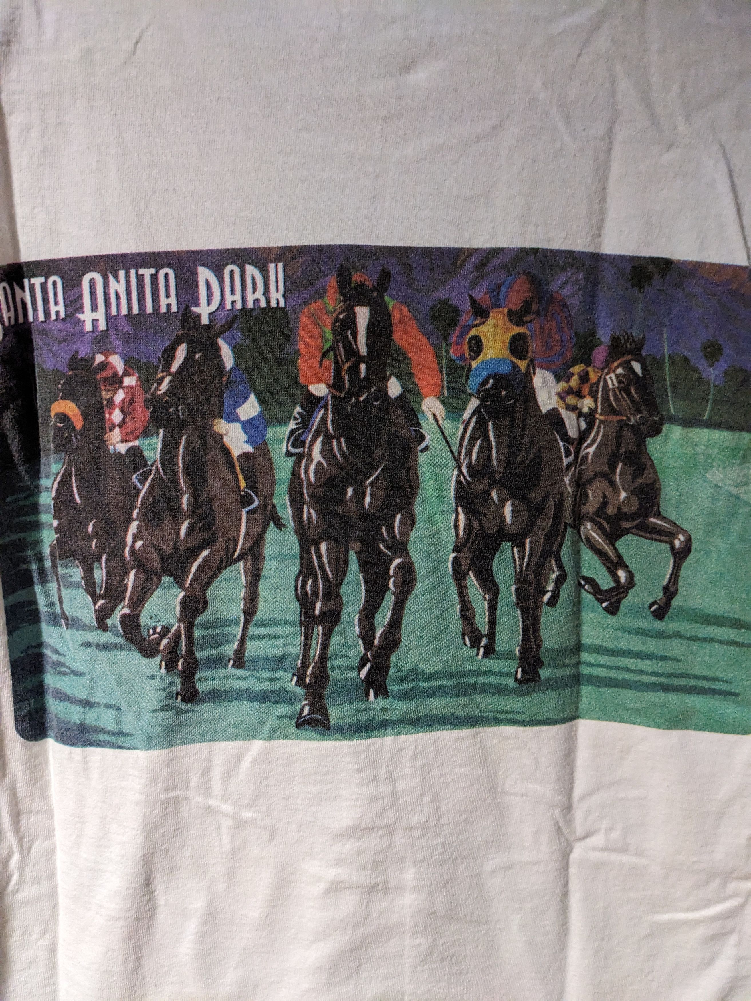Vintage Vintage 90s Santa Anita Park Horse Animal Racing T-Shirt Size US XL / EU 56 / 4 - 2 Thumbnail