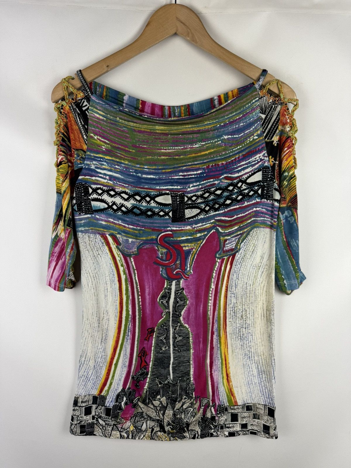 Other Save The Queen Ladies Y2K Patterned Top Tunic Blouse Size L / US 10 / IT 46 - 1 Thumbnail