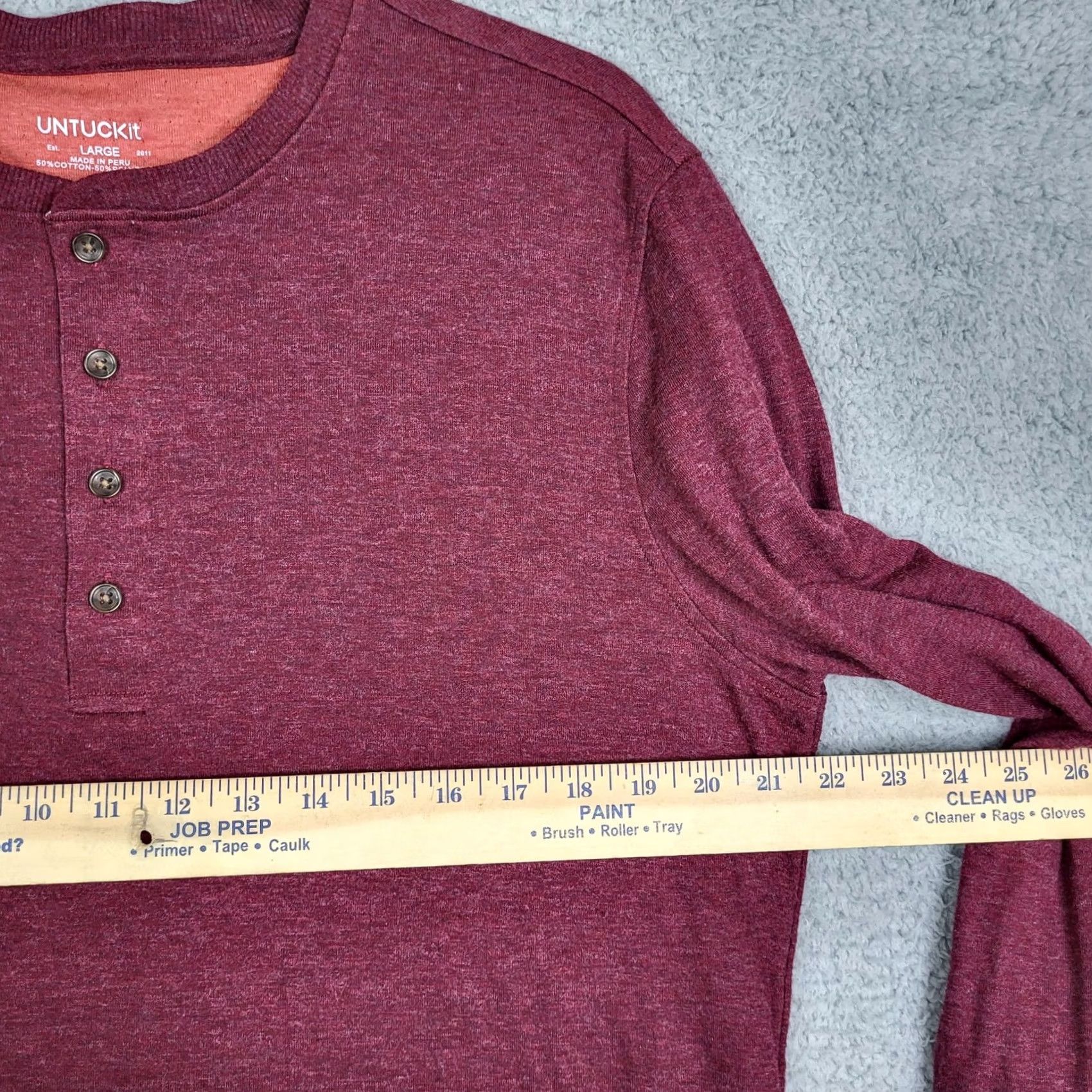 UNTUCKit - "UNTUCKIT Maroon Long sleeve Henley Top" - directly reflects the item and brand Size US L / EU 52-54 / 3 - 2 Thumbnail