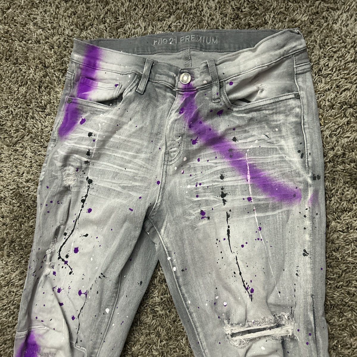 rue21 grey and purple jeans Size US 34 / EU 50 - 6 Thumbnail