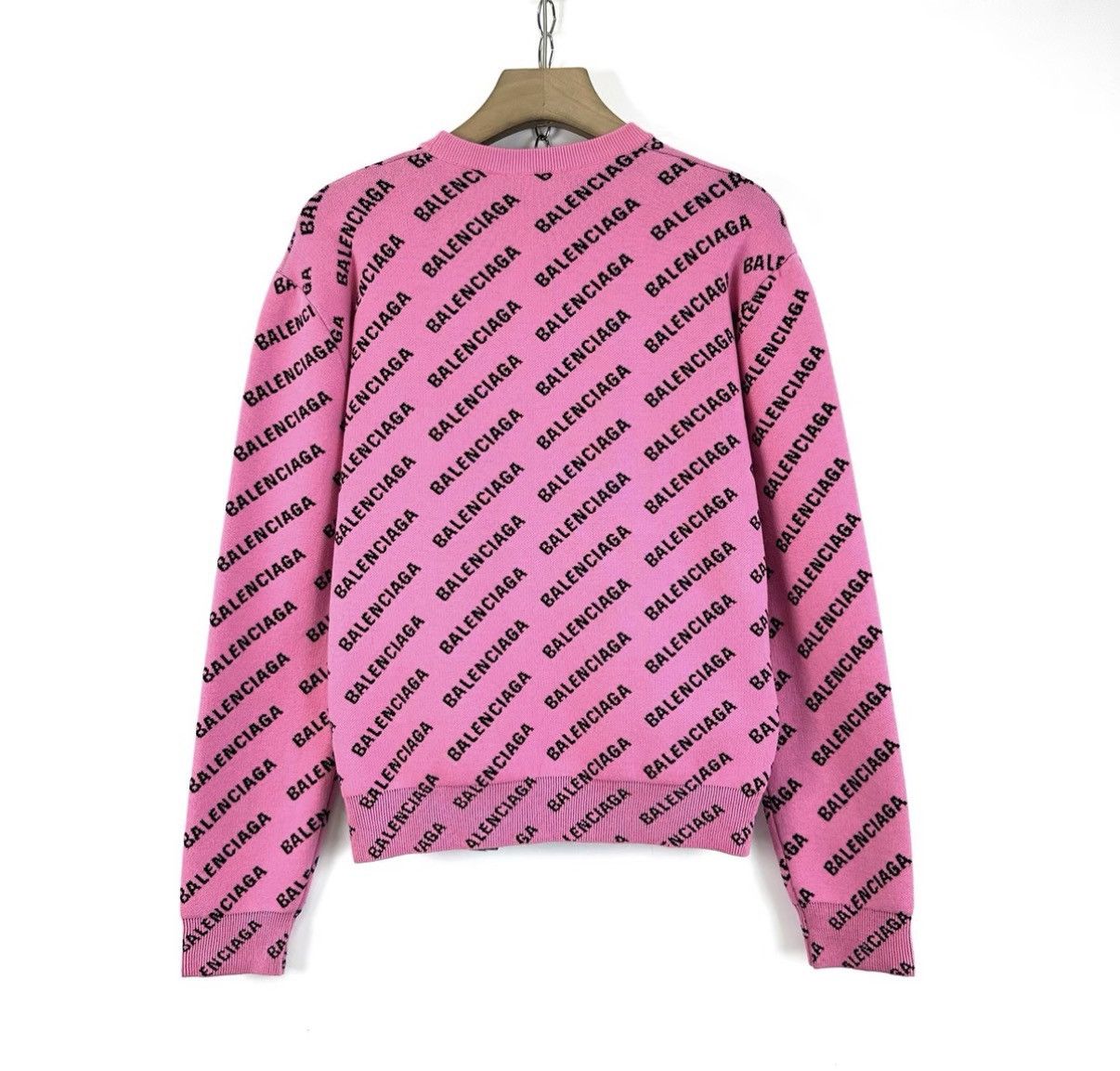 Balenciaga Balenciaga Black & Pink All-Over Logo Knit Sweater K12 Size S / US 4 / IT 40 - 2 Thumbnail