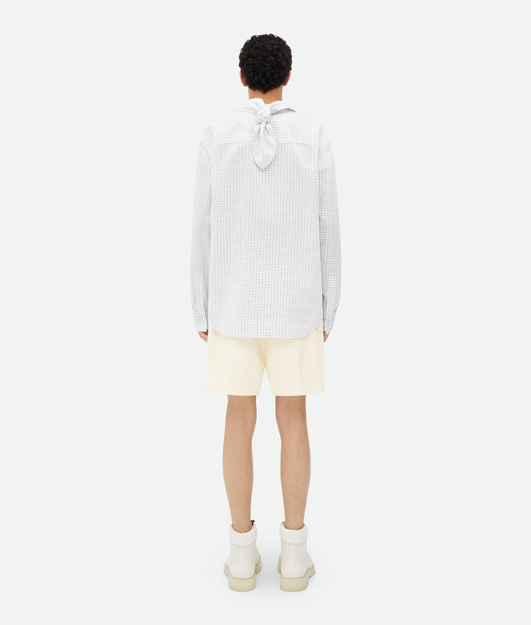 Bottega Veneta o1lf3ng11025 Crisp Cotton Silk Check Bandana Shirt in White Size US M / EU 48-50 / 2 - 3 Thumbnail