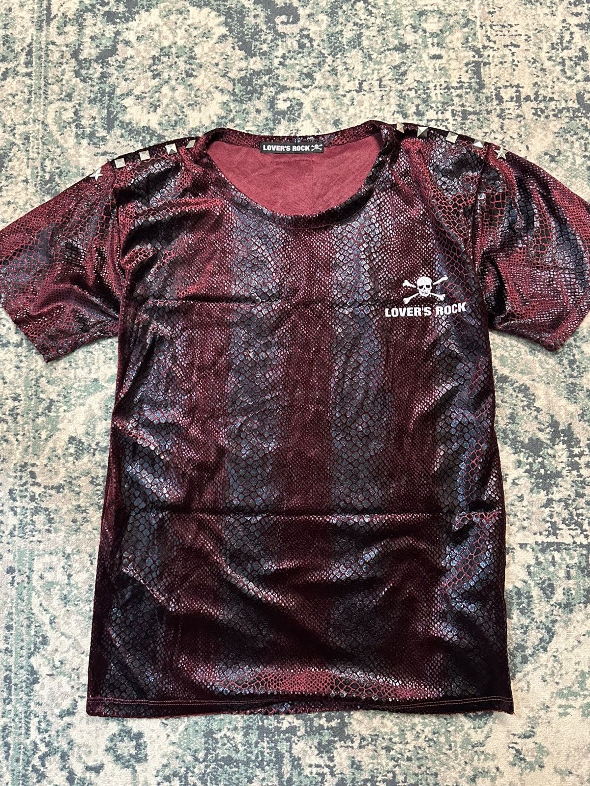 Beauty Beast 1990 - Super Lovers Japan Red Blood Snakeskin Studded Mesh T Size US M / EU 48-50 / 2 - 4 Thumbnail