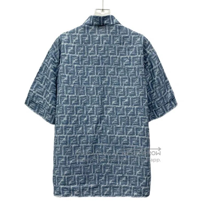 Fendi Fendi Blue Logo Printed All-Over Linen Collar Short Sleeve Size US XXS / EU 40 - 2 Thumbnail