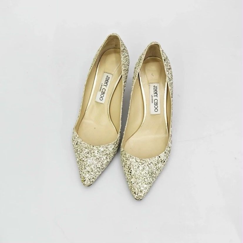 Jimmy Choo Jimmy Choo Romy 60 glittered leather pump Size US 8 / IT 38 - 2 Thumbnail
