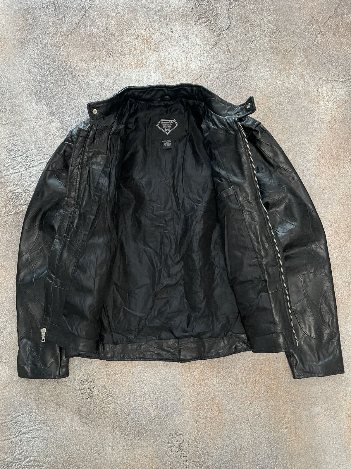 Genuine Leather Vintage Buffalo USA Flag Leather Biker Jacket Size US XL / EU 56 / 4 - 8 Thumbnail