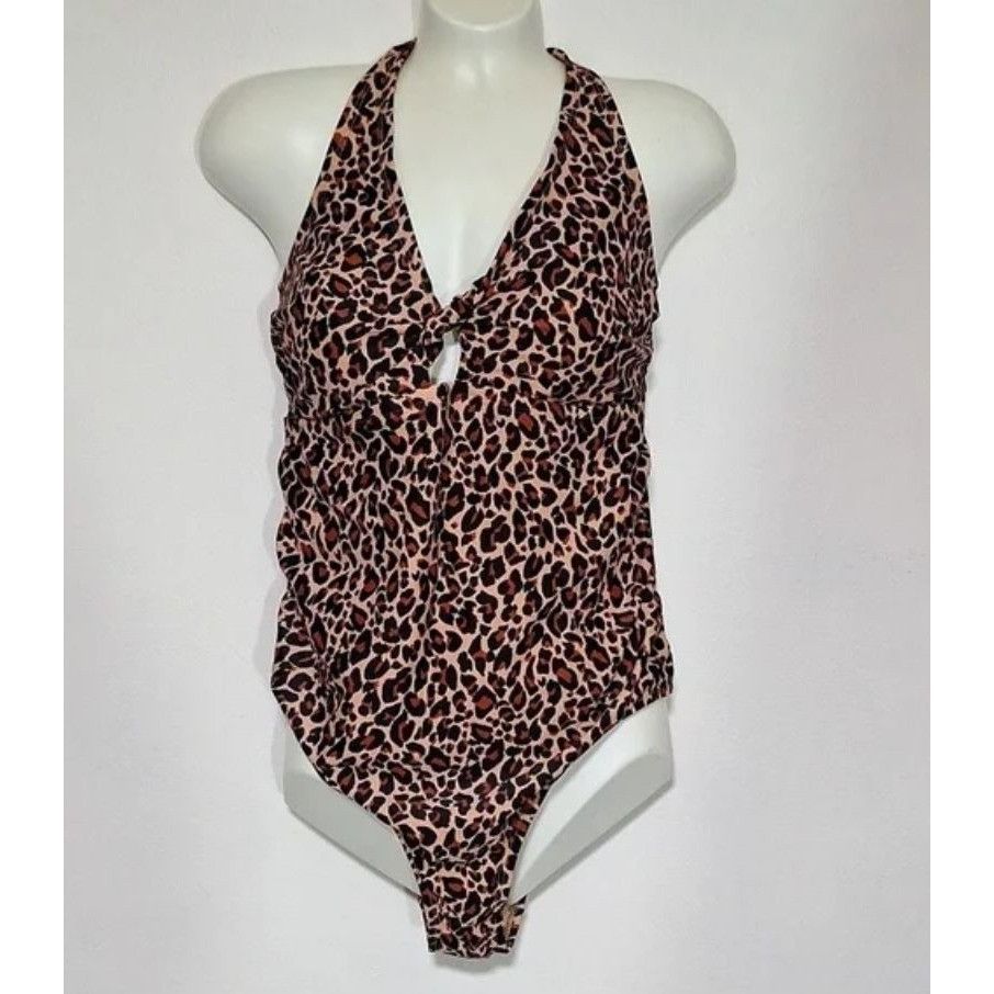 Other Leopard Print Halter One-Piece Swimsuit Size 22W By Kona Sol Size 3XL / US 20-22 - 5 Thumbnail