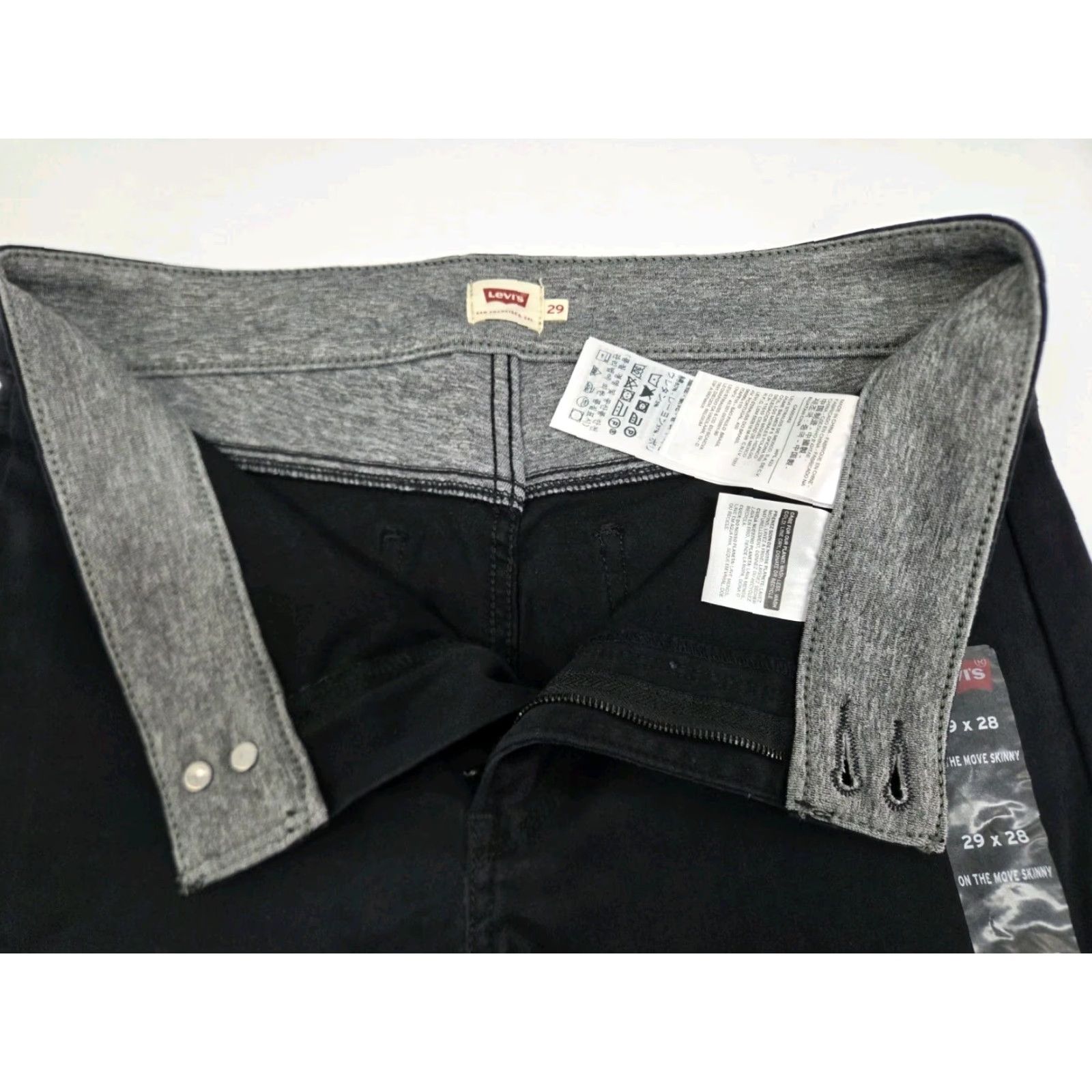 Levi's Levi's New On The Move Womens Skinny Jeans Black 29/28" Denim Zip 511 Slim Pockets Logo Size 29" - 3 Thumbnail