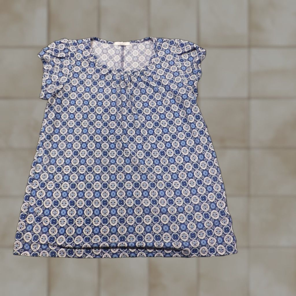 Vintage Ava James Womens Blouse S Blue Pullover Short Sleeve Collared Button Cotton Regular Casual Shirt Size S / US 4 / IT 40 - 1 Thumbnail