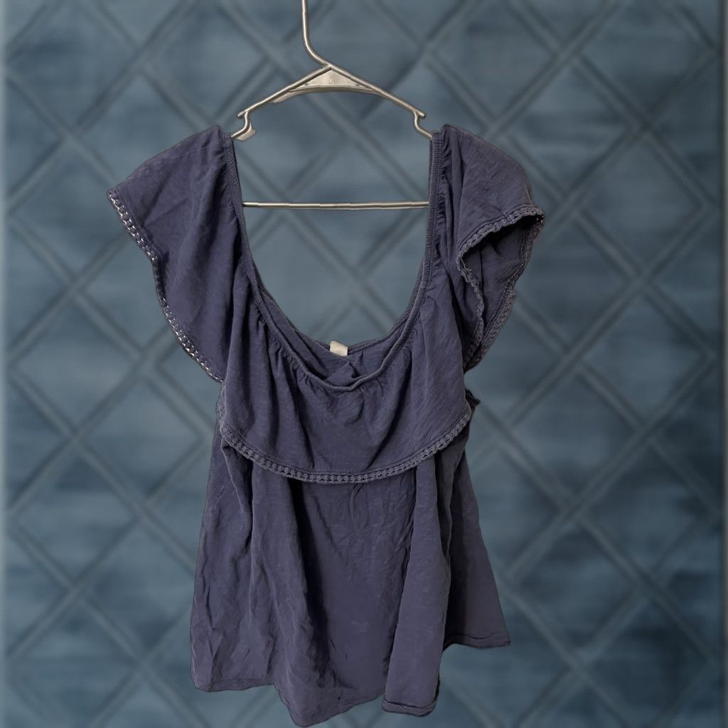 Old Navy Old Navy Blouse Women's XL Blue Off Shoulder Shirt Size XL / US 12-14 / IT 48-50 - 1 Thumbnail