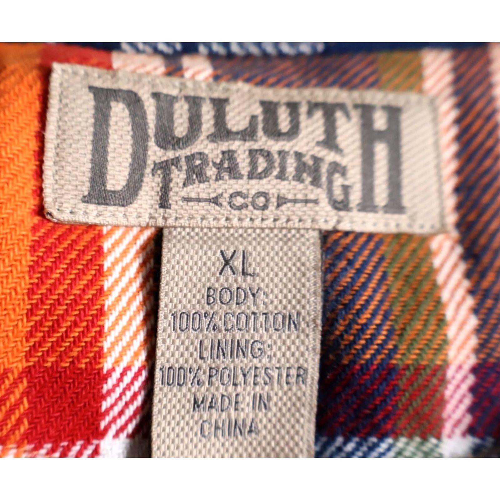 Vintage Duluth Flannel Shirt Jacket Men's XL Orange Blue Plaid Fleece Lined Flapjack Size US XL / EU 56 / 4 - 4 Thumbnail