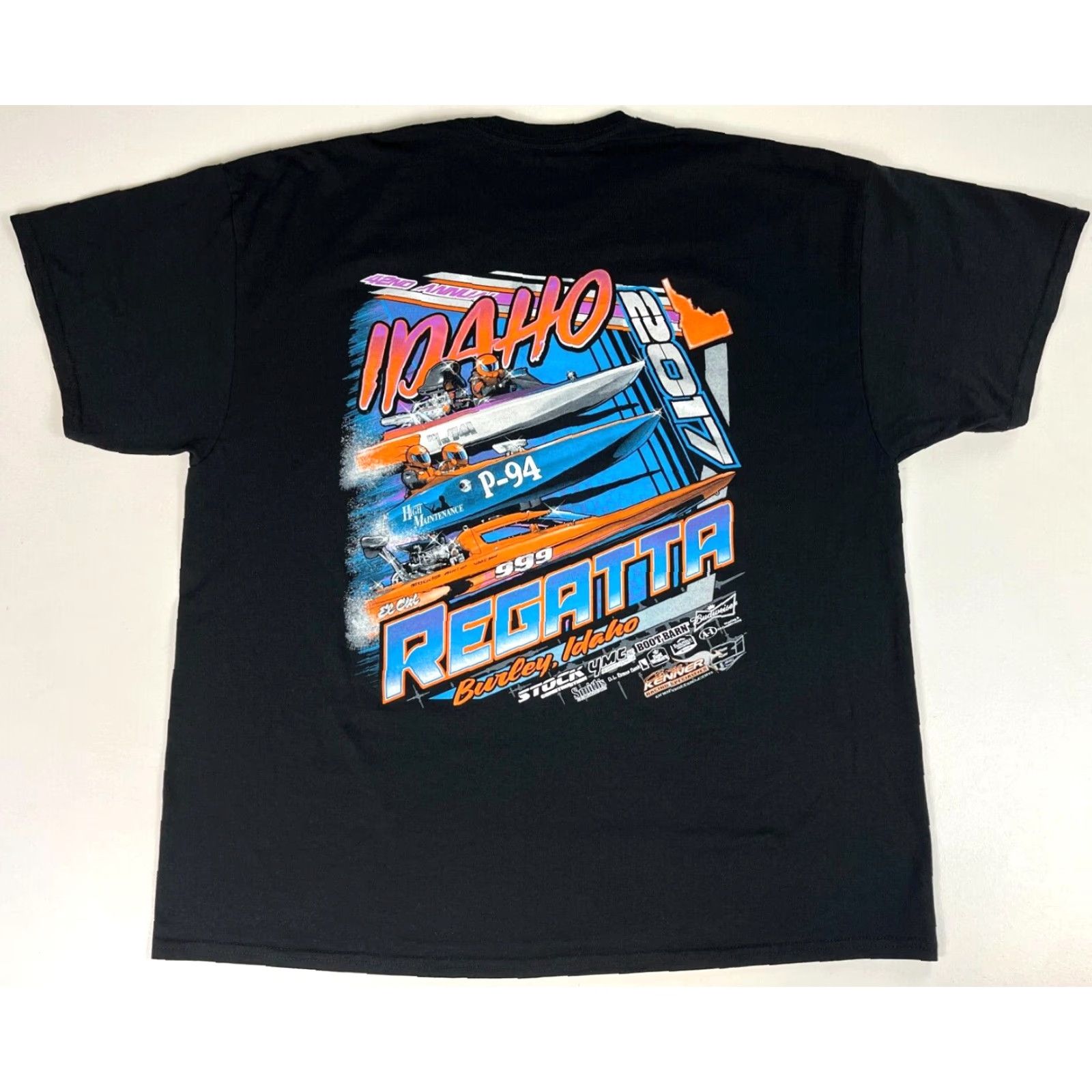 Gildan 2017 Idaho Regatta on the Snake T-Shirt Motorsports Speedboat Double-Sided Sz 2XL Black Men Tee Size US XXL / EU 58 / 5 - 2 Thumbnail